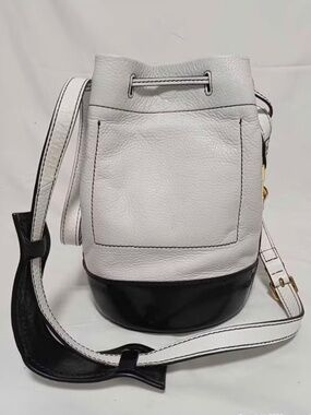 🤩 Kenzo Black & White Leather Bucket Shoulder Handbag